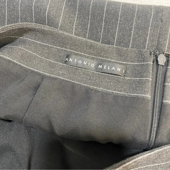 Antonio Melani Penci Skirt MIDI Pinstripe Stripe Gray Stretch 14 - Picture 4 of 7